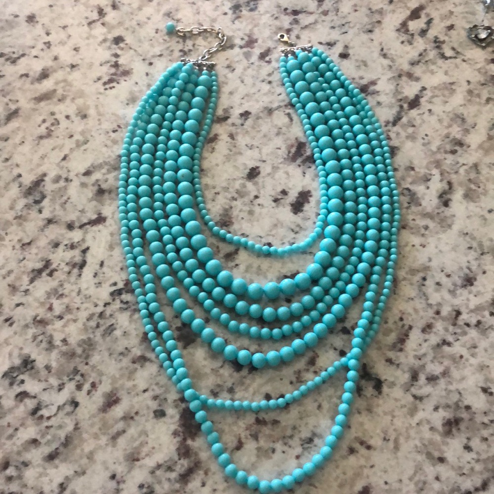 Gorgeous blue/teal multi beaded necklace